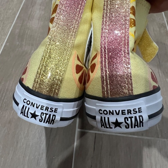 Girls Converse Allstar Yellow Watermelon High Tops Size 2.5 US - Picture 6 of 7